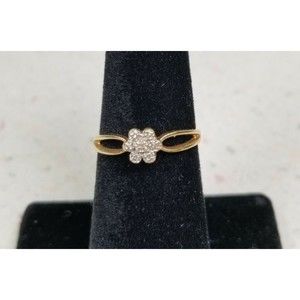 10K Gold Diamond Cluster Simulated JTC 969 Ring Size 6.75 Tested